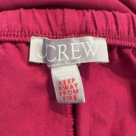 J. Crew Dreamy Cotton Blend Pajama Pant Set Raspberry Pink Size L NWT