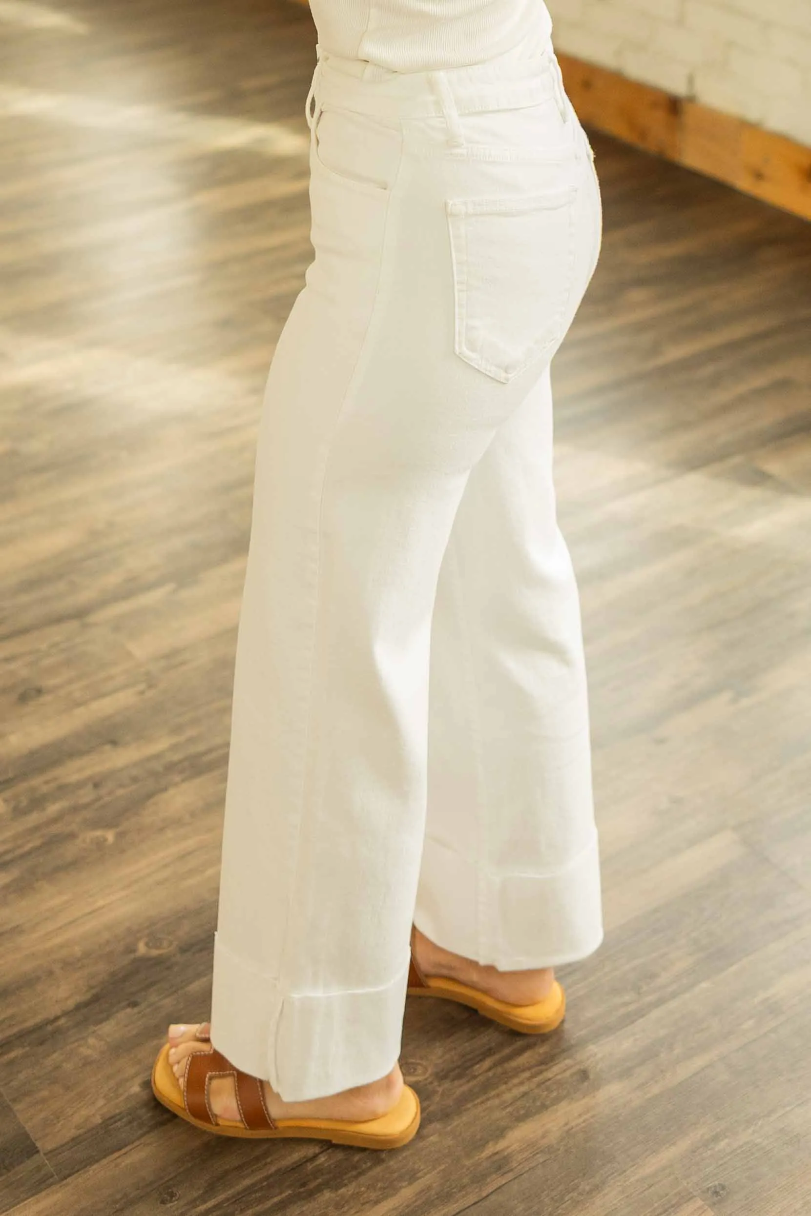[JUST BLACK DENIM] RYLIE WHITE CUFFED SLIM JEANS MADE IN USA