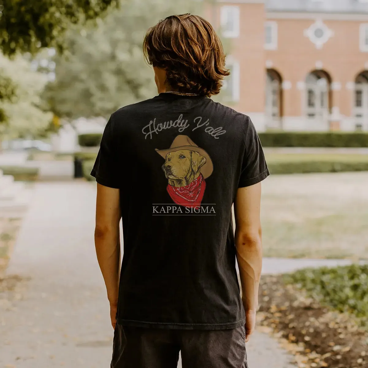 Kappa Sig Cowboy Retriever Black Short Sleeve Pocket Tee