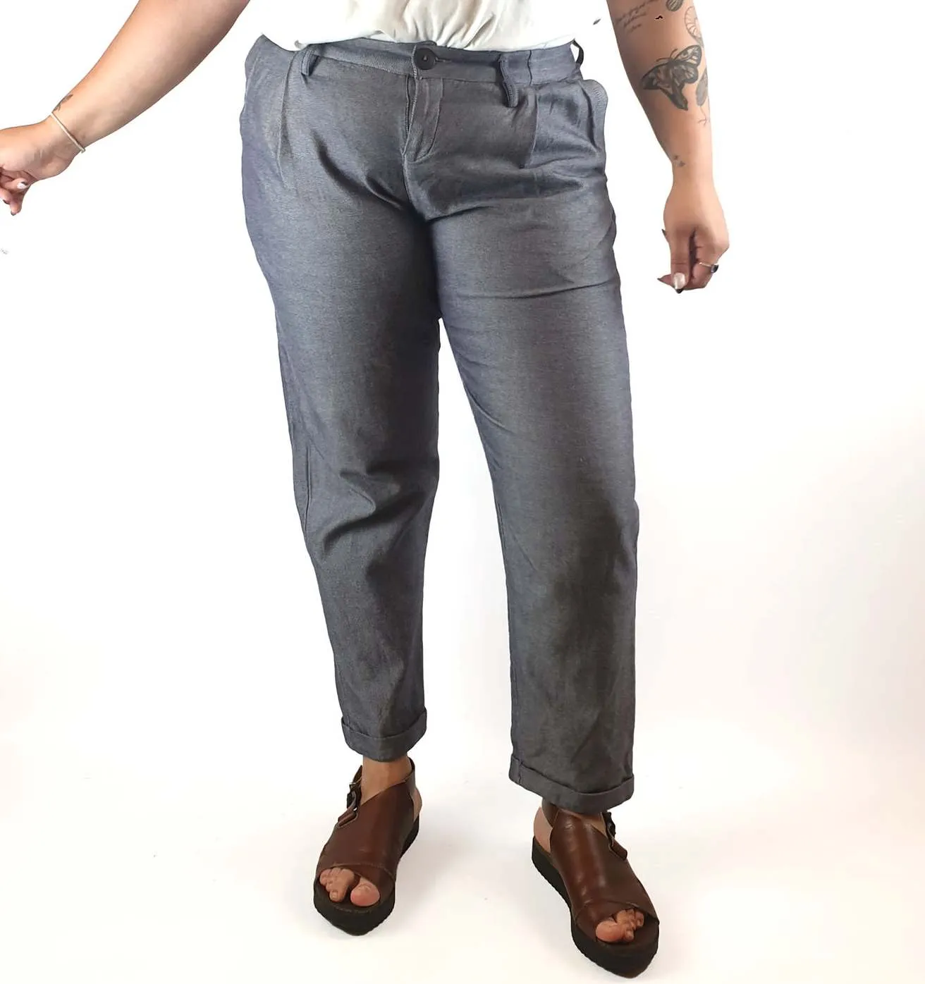 Kowtow denim look straight leg pants size XL