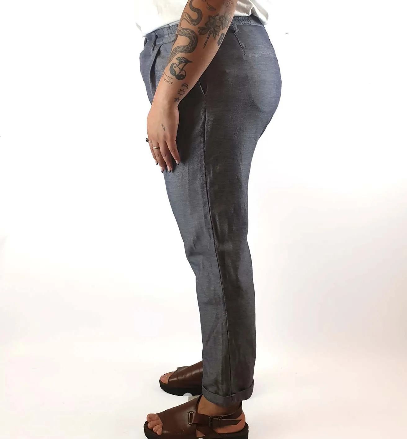 Kowtow denim look straight leg pants size XL