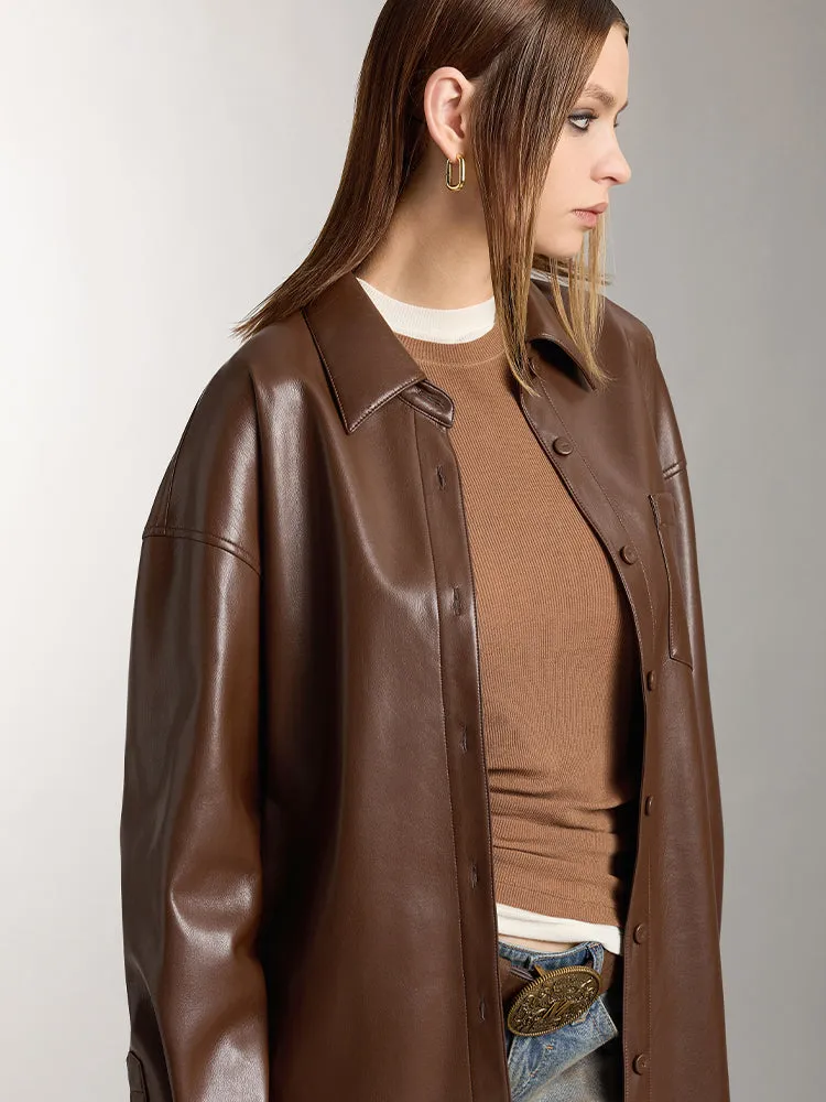 Lapel Loose Fit Mid-Length Shirt