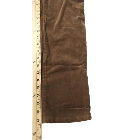 Lauren Ralph Lauren Velvet Pants Jeans Brown Straight Skinny Leg Size 2 Mid Rise