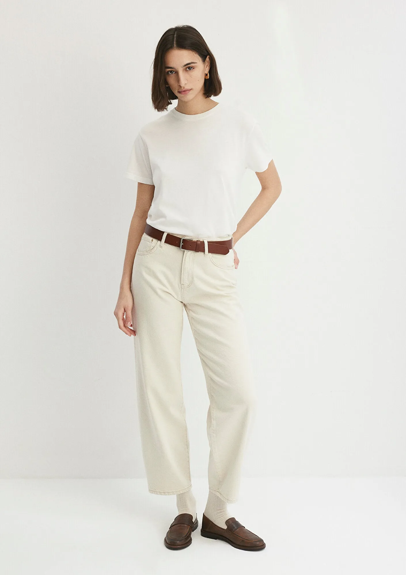 Leila Cream Mavi Premium Jean Pants