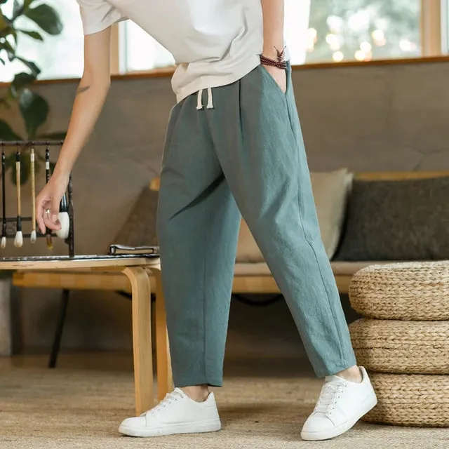 LeinenLux Herren Baumwoll-Leinen Freizeithose