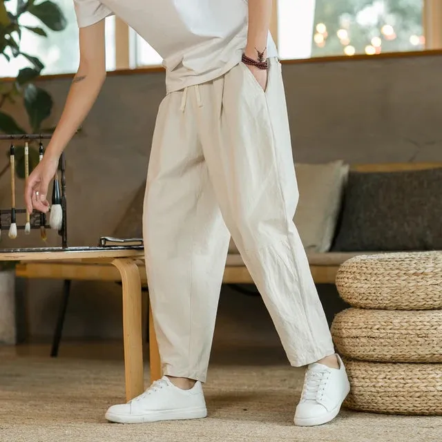 LeinenLux Herren Baumwoll-Leinen Freizeithose