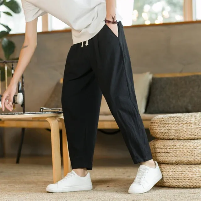 LeinenLux Herren Baumwoll-Leinen Freizeithose