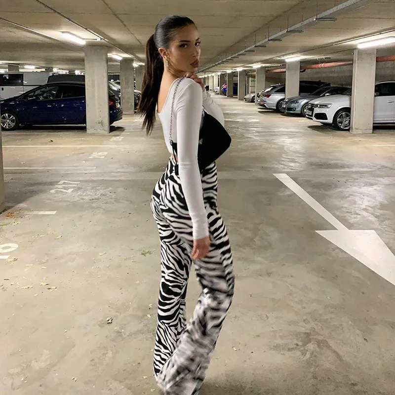 Liana High-Waisted Animal Print Wide-Leg Pants