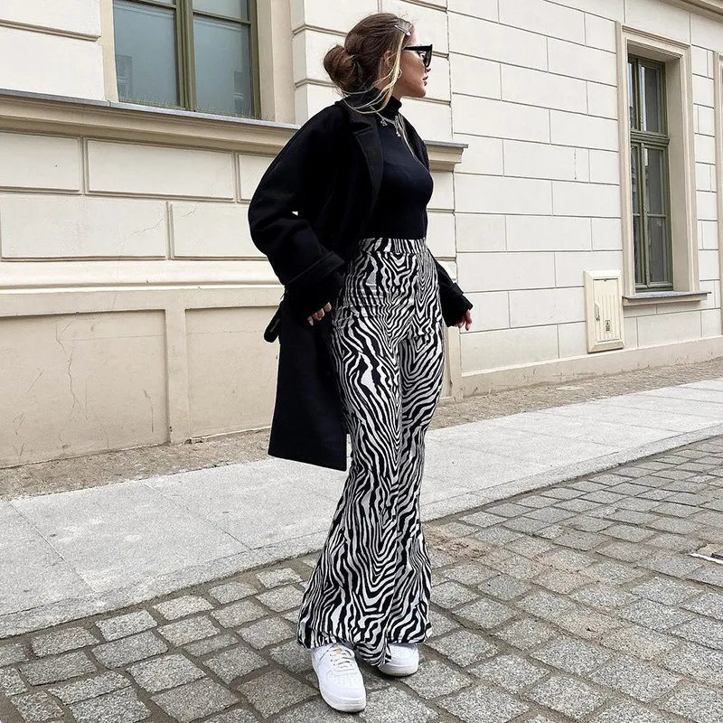 Liana High-Waisted Animal Print Wide-Leg Pants