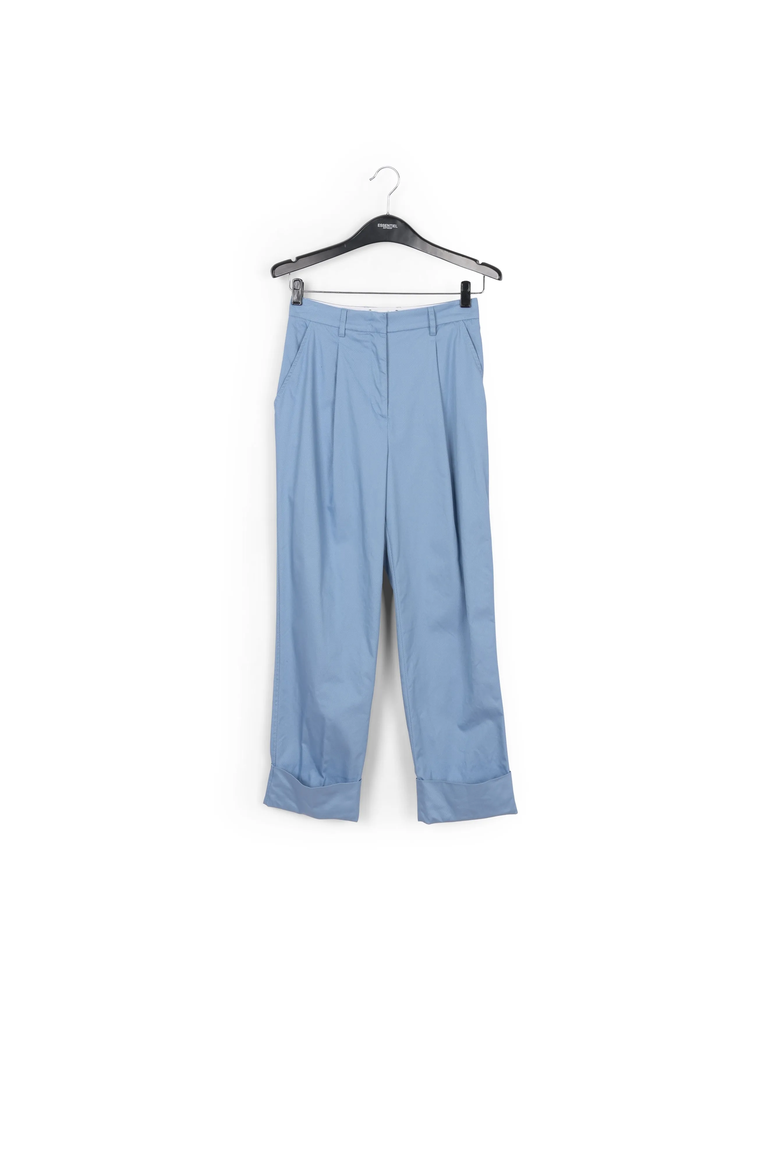 Light blue cotton-blend straight-leg pants