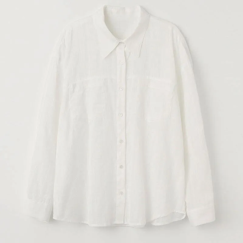 Lightweight White Shirt Summer Women Cotton Texture Collared Sun Protection Niche Cardigan Coat Shirt Top