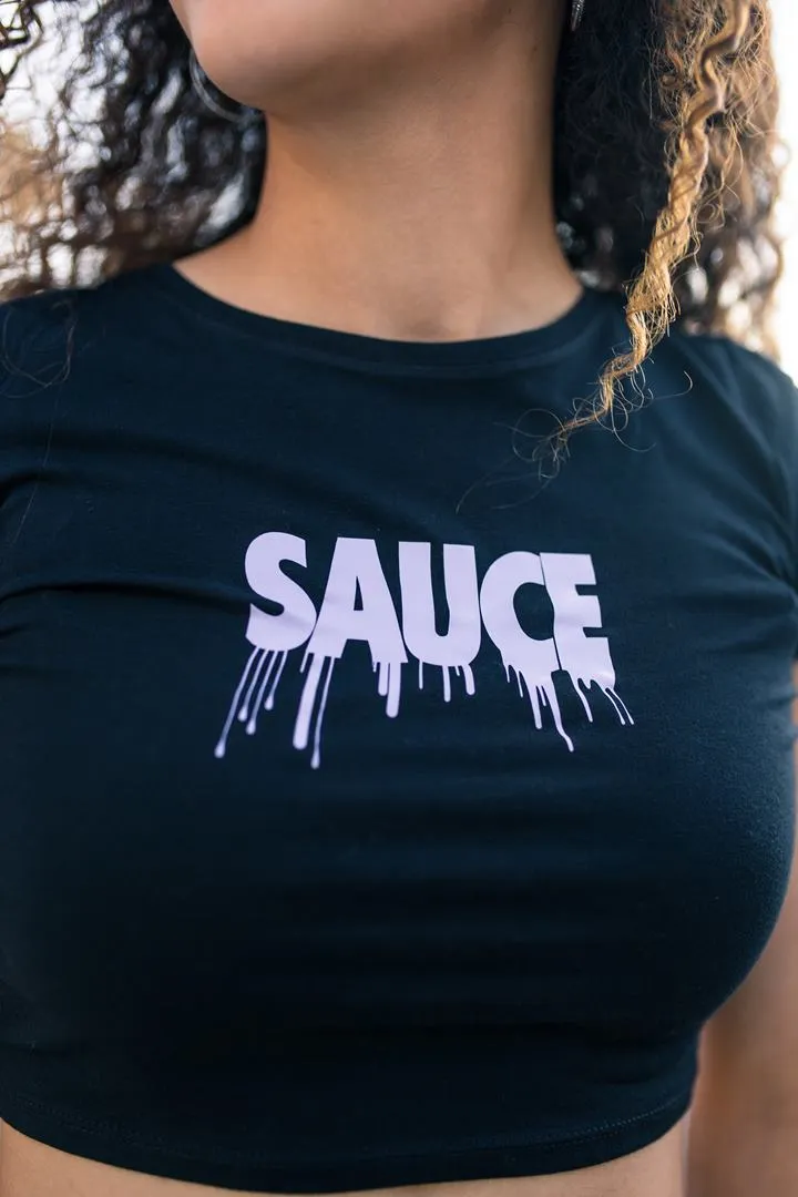 Lilac (Light Purple) Sauce (S) | Black Crop Top Tee
