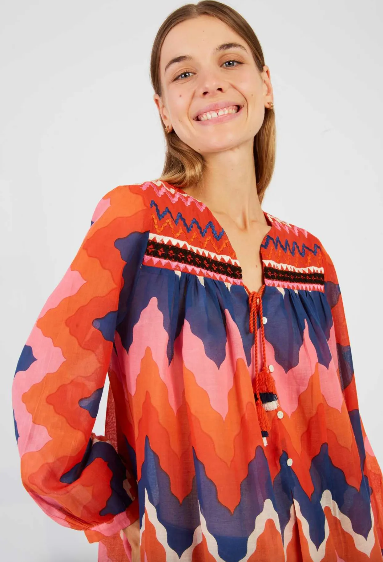 LILY Printed Long Sleeve Blouse