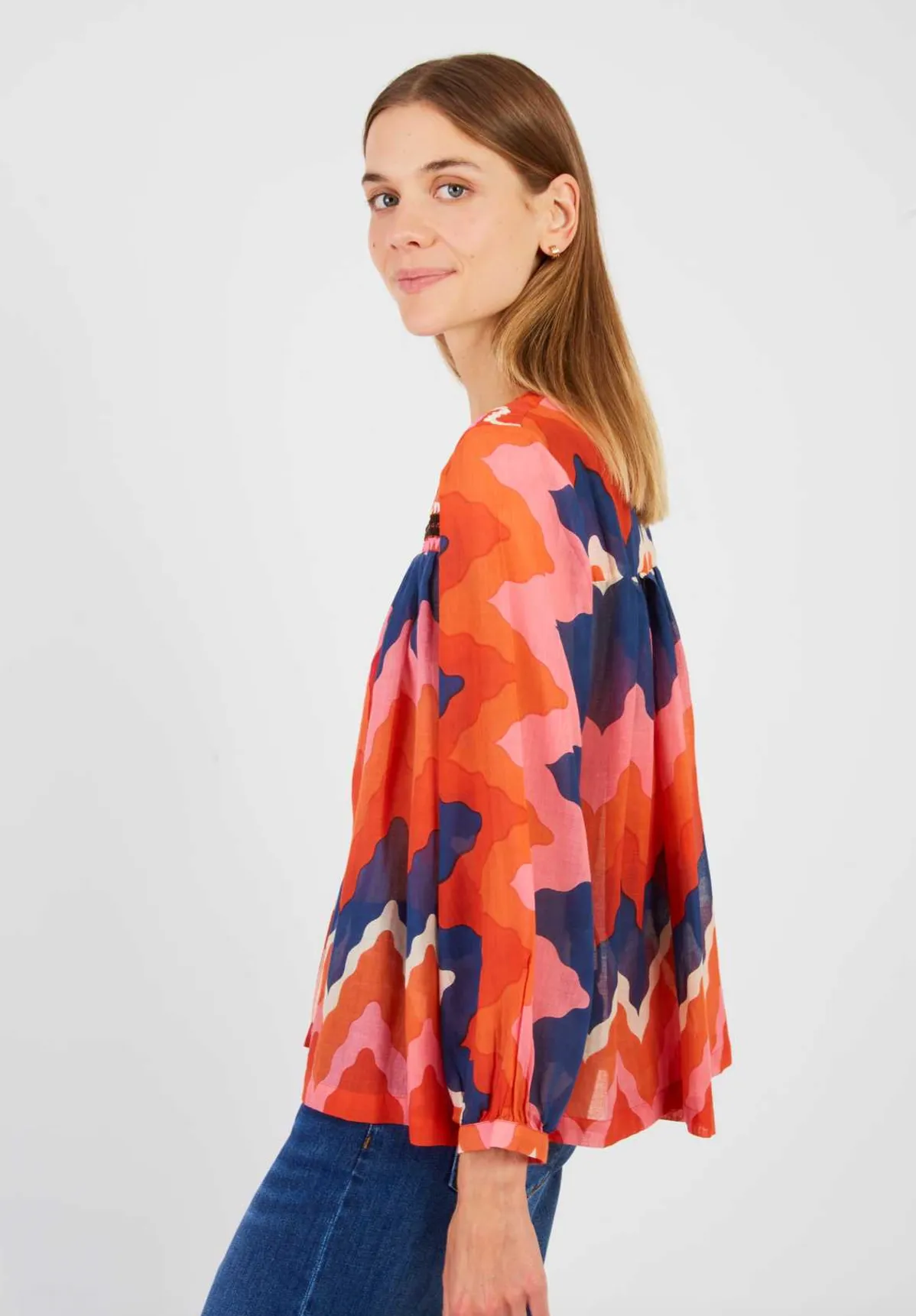 LILY Printed Long Sleeve Blouse