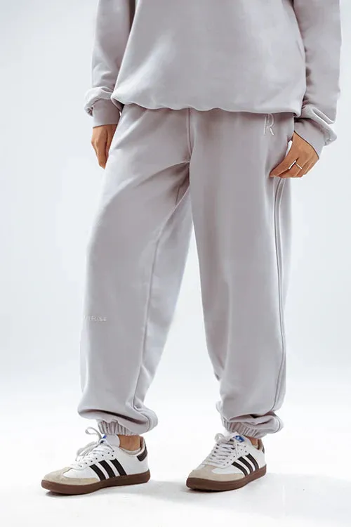 Loose Drawstring pants & Chill Sleeve T-shirt Silver Set