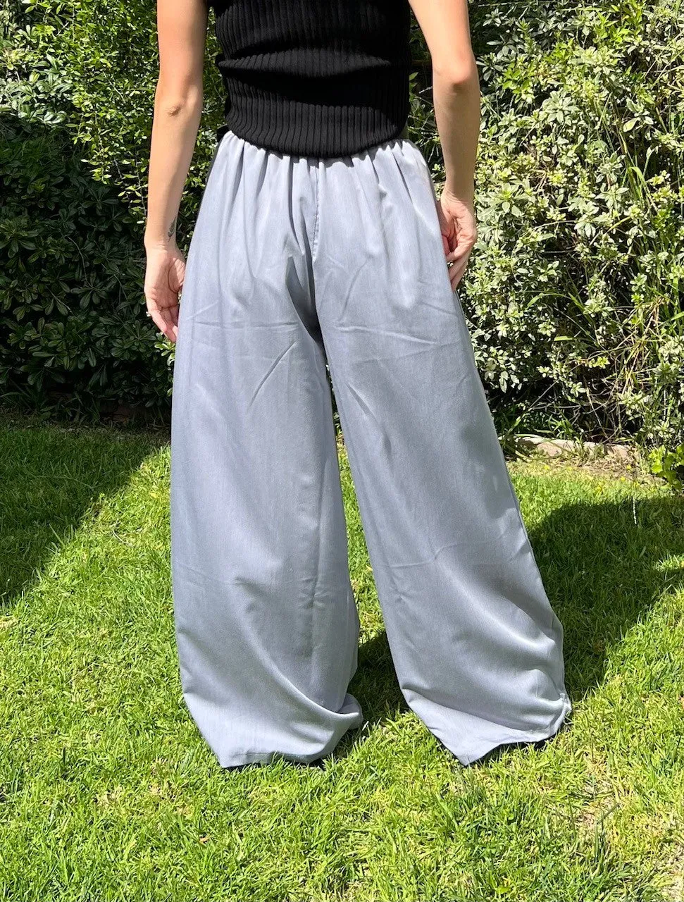Luann Belted Wide Leg Pants in Gray