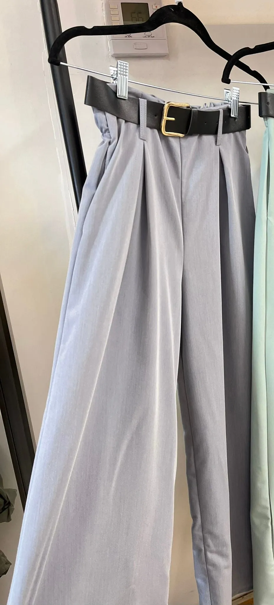 Luann Belted Wide Leg Pants in Gray