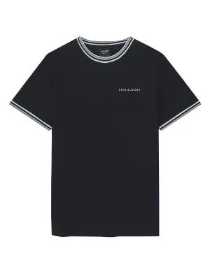 Lyle & Scott Embroidered Tipped T-Shirt In Dark Navy