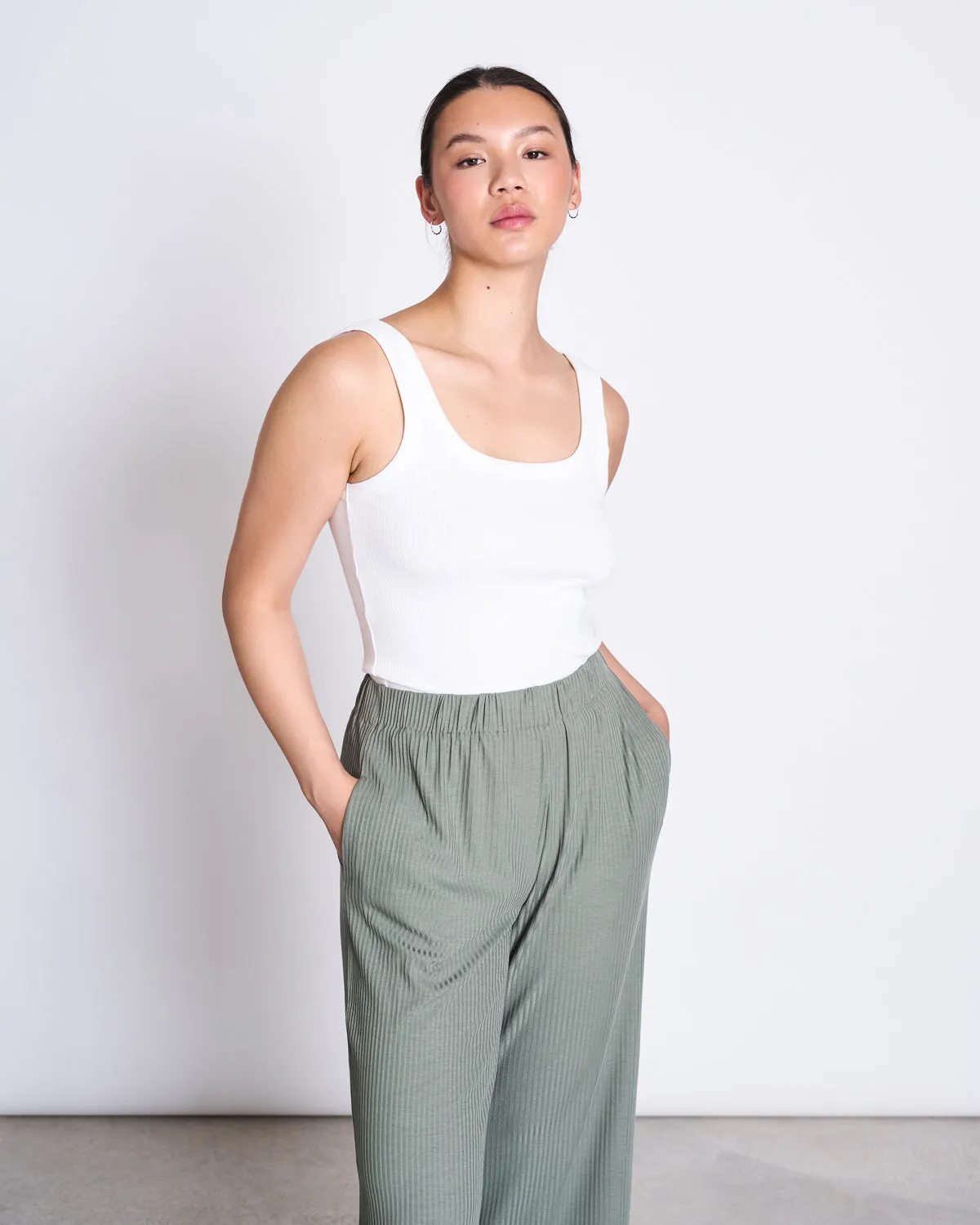 LYOCELL RIB PANTS SMILLA SEA SPRAY