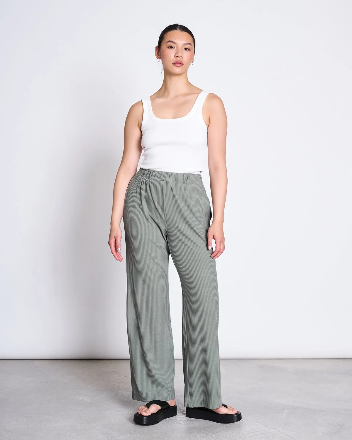 LYOCELL RIB PANTS SMILLA SEA SPRAY