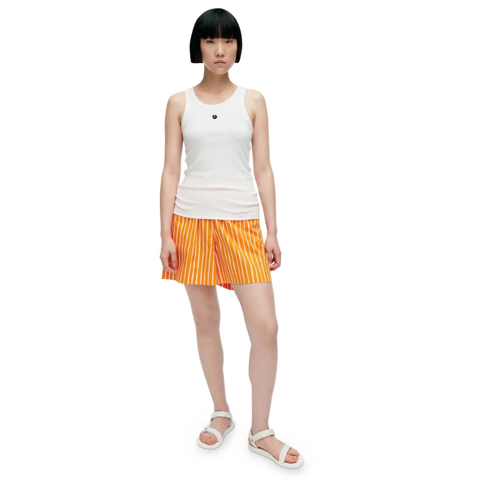 Marimekko Kedol Unikko Tank Top, White With Black Flower