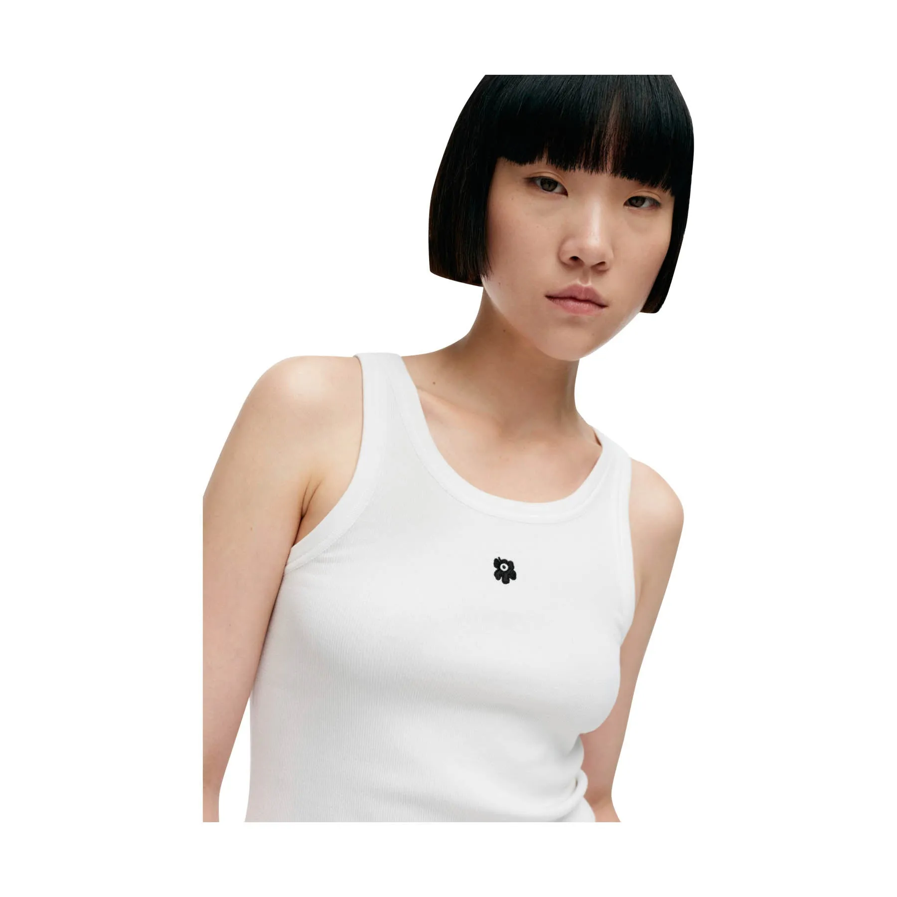 Marimekko Kedol Unikko Tank Top, White With Black Flower