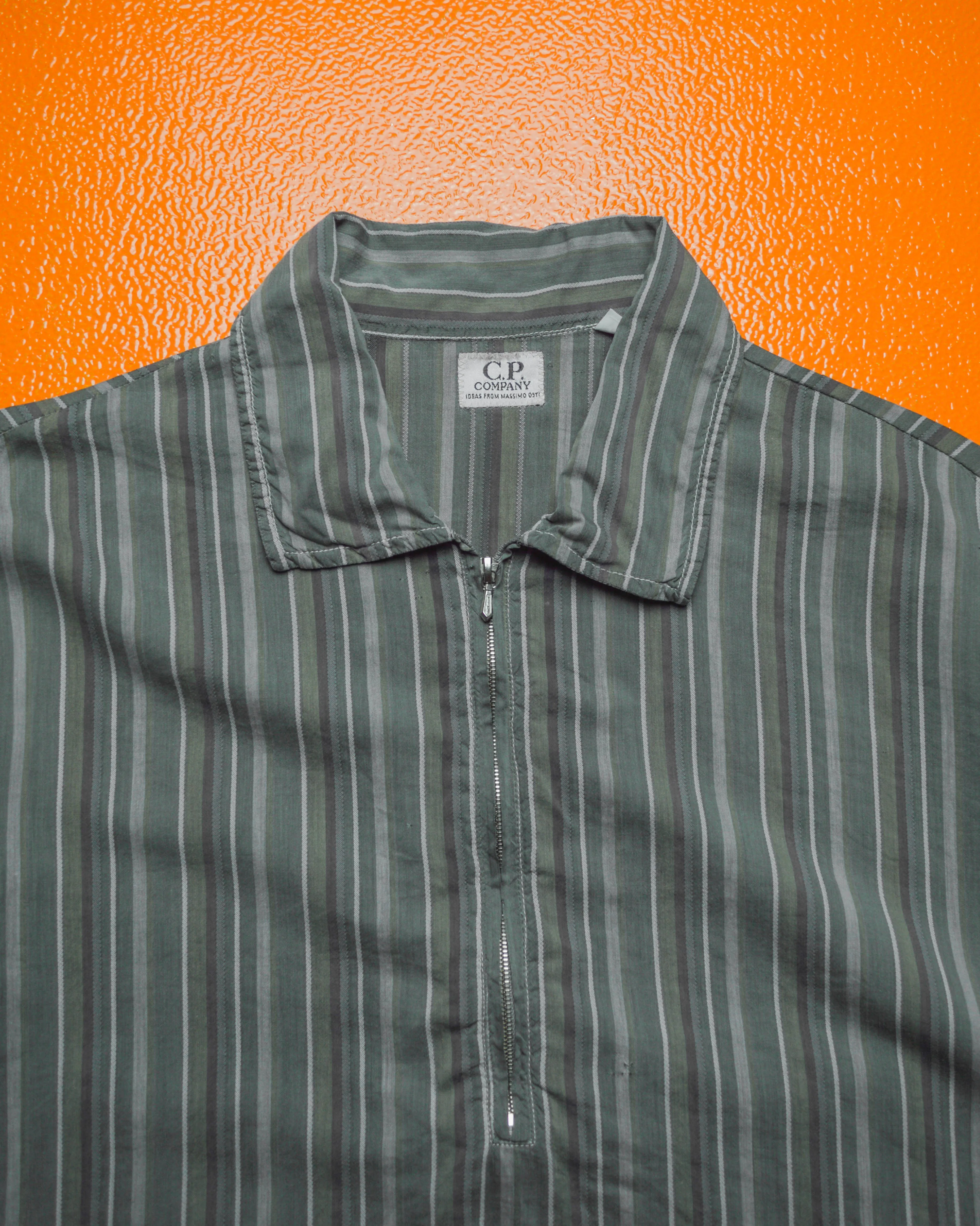 Massimo Osti 90s Quarter Zip Striped Shirt (~XL~)