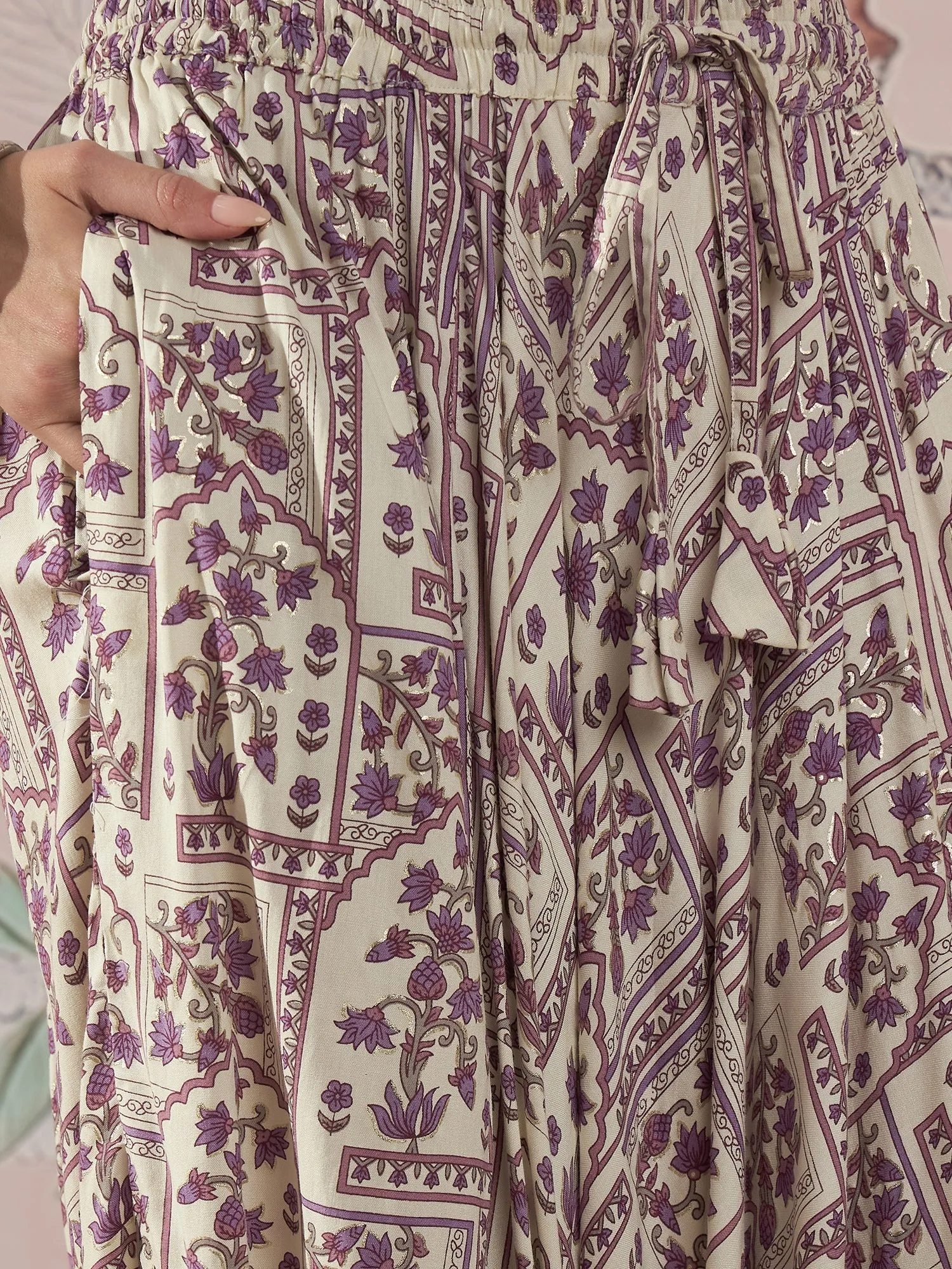 MAUVE ETHNIC WINDOW HAREM PANT