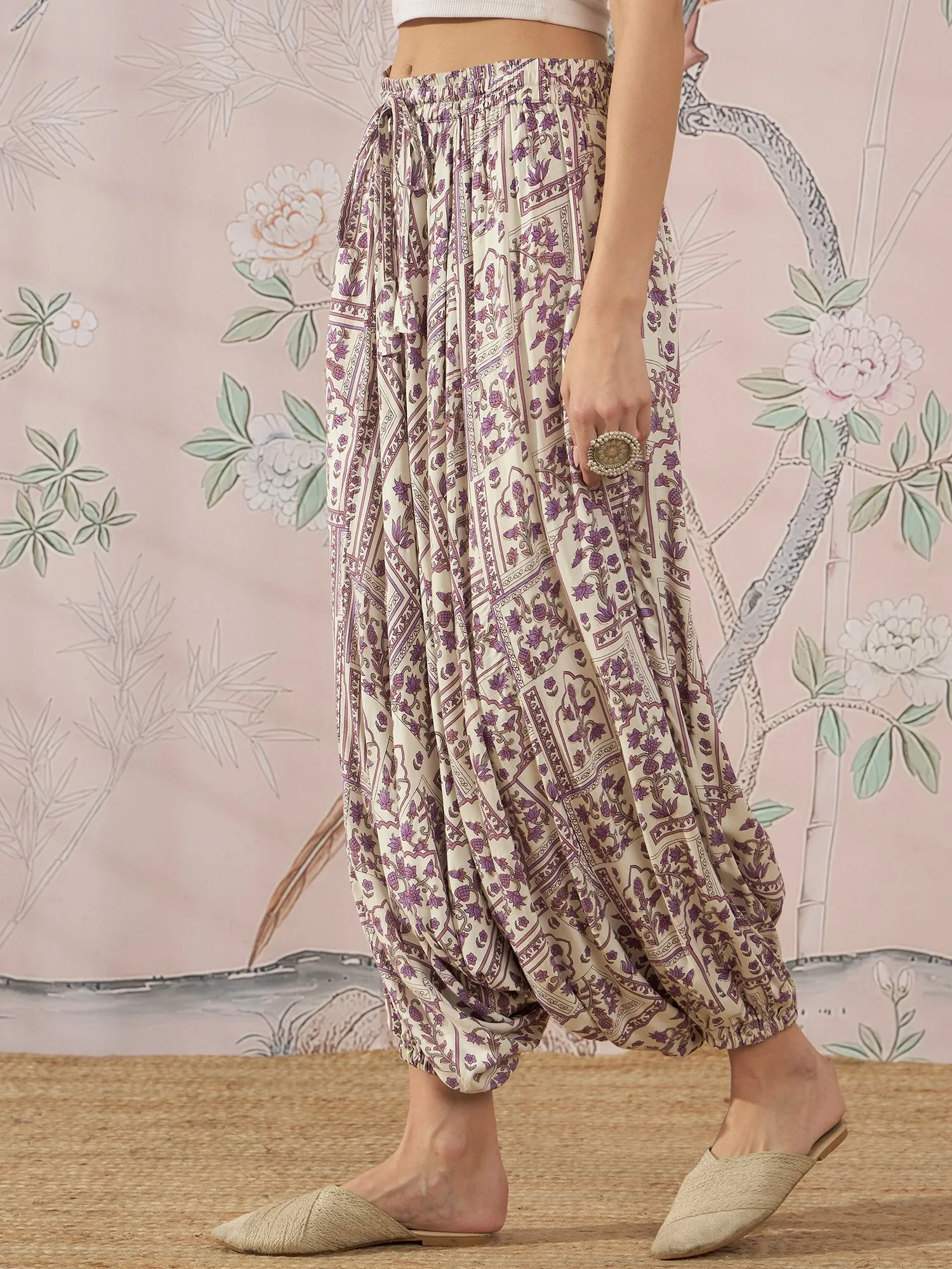 MAUVE ETHNIC WINDOW HAREM PANT