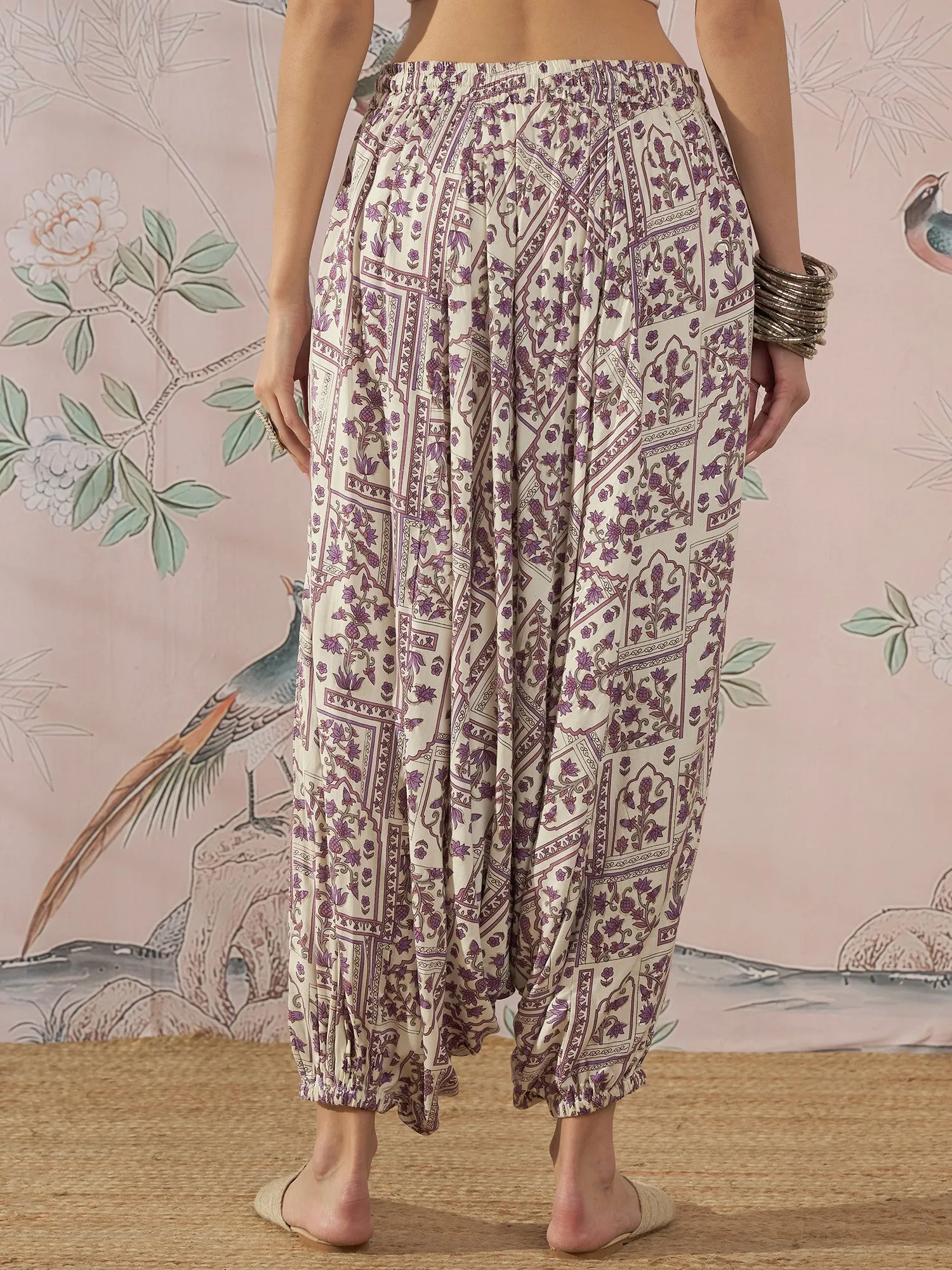 MAUVE ETHNIC WINDOW HAREM PANT