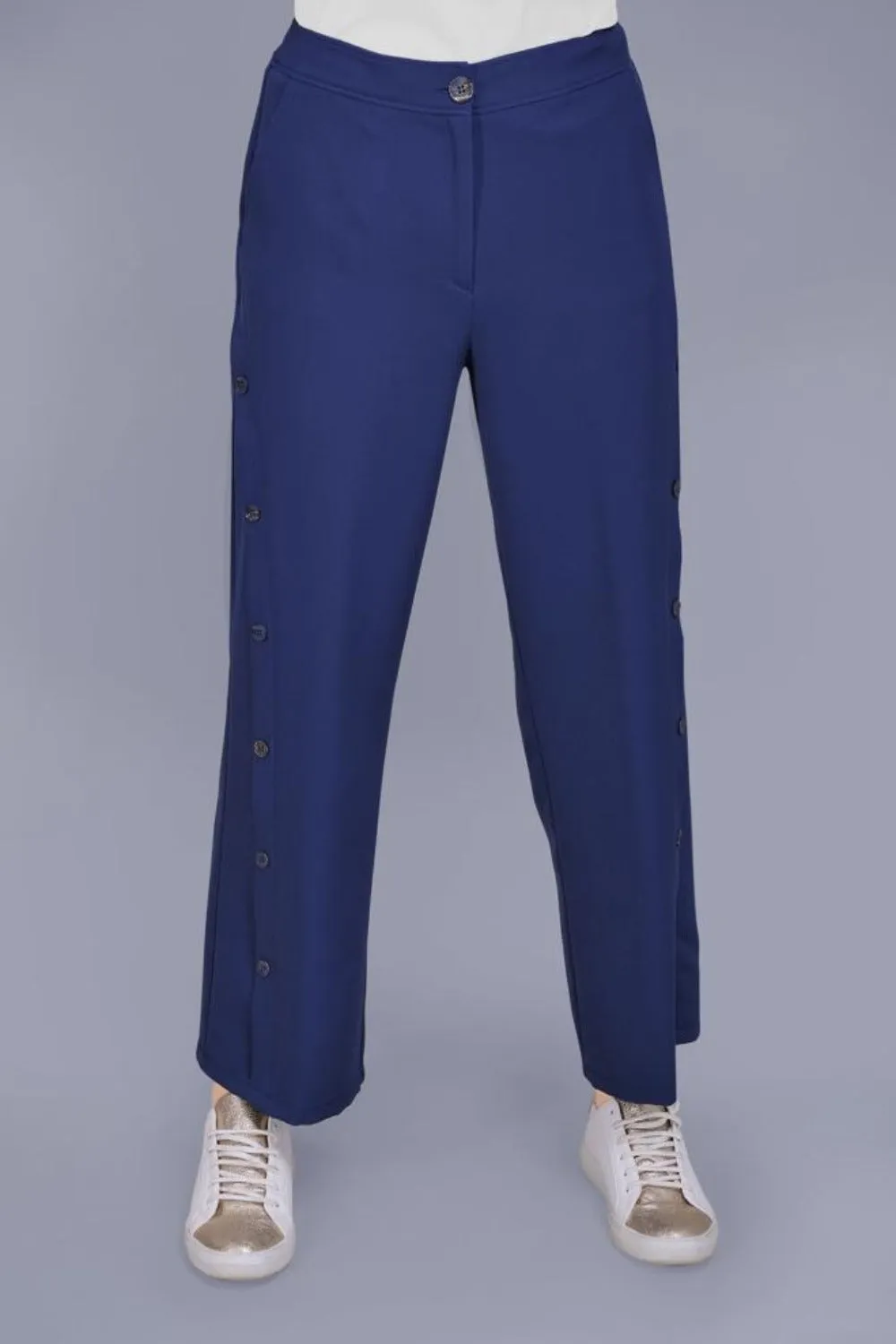 ‘MAYBELLA’ Buttoned Flowy Pants| Navy