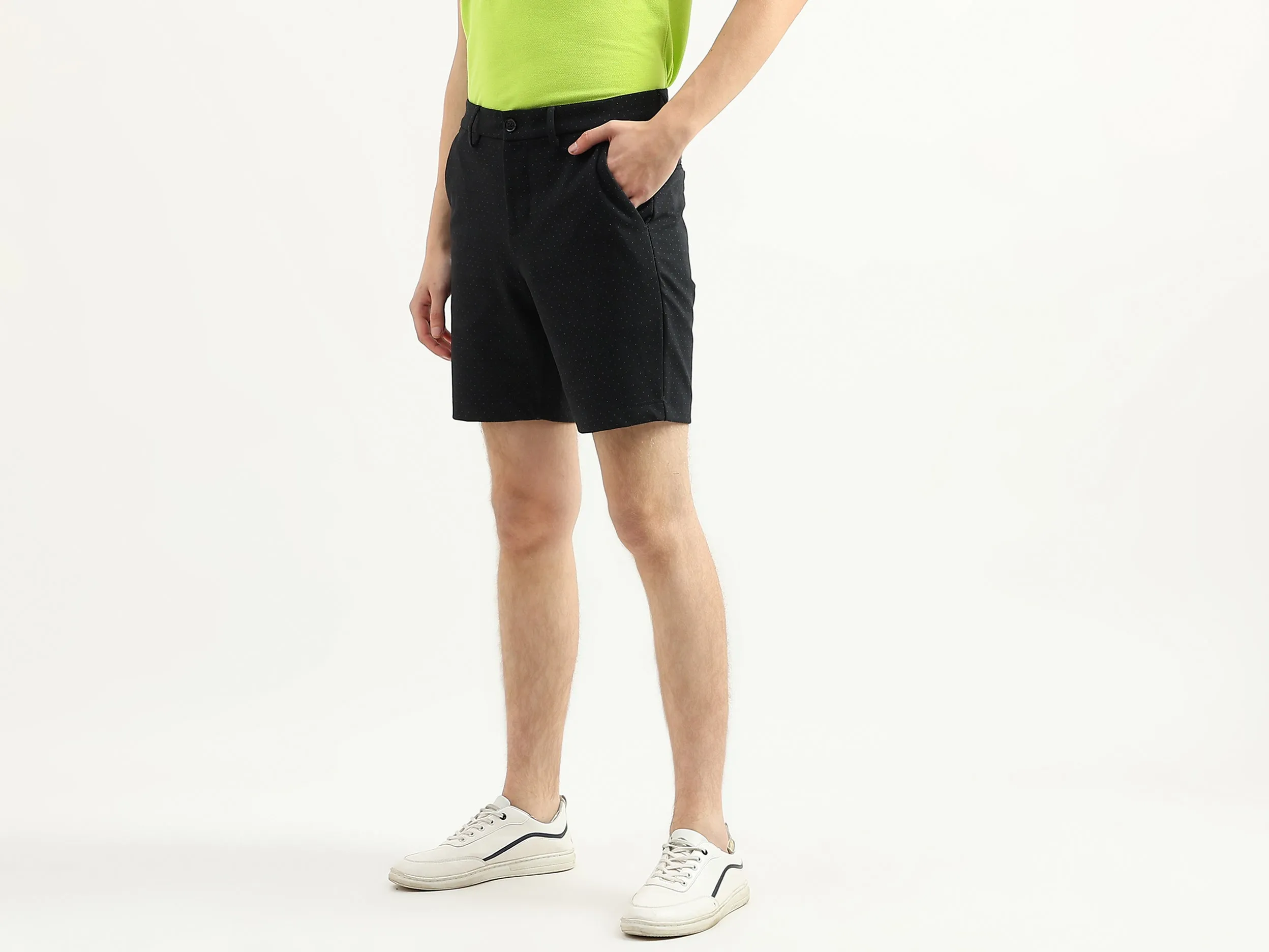 Men Textured Slim Fit Shorts