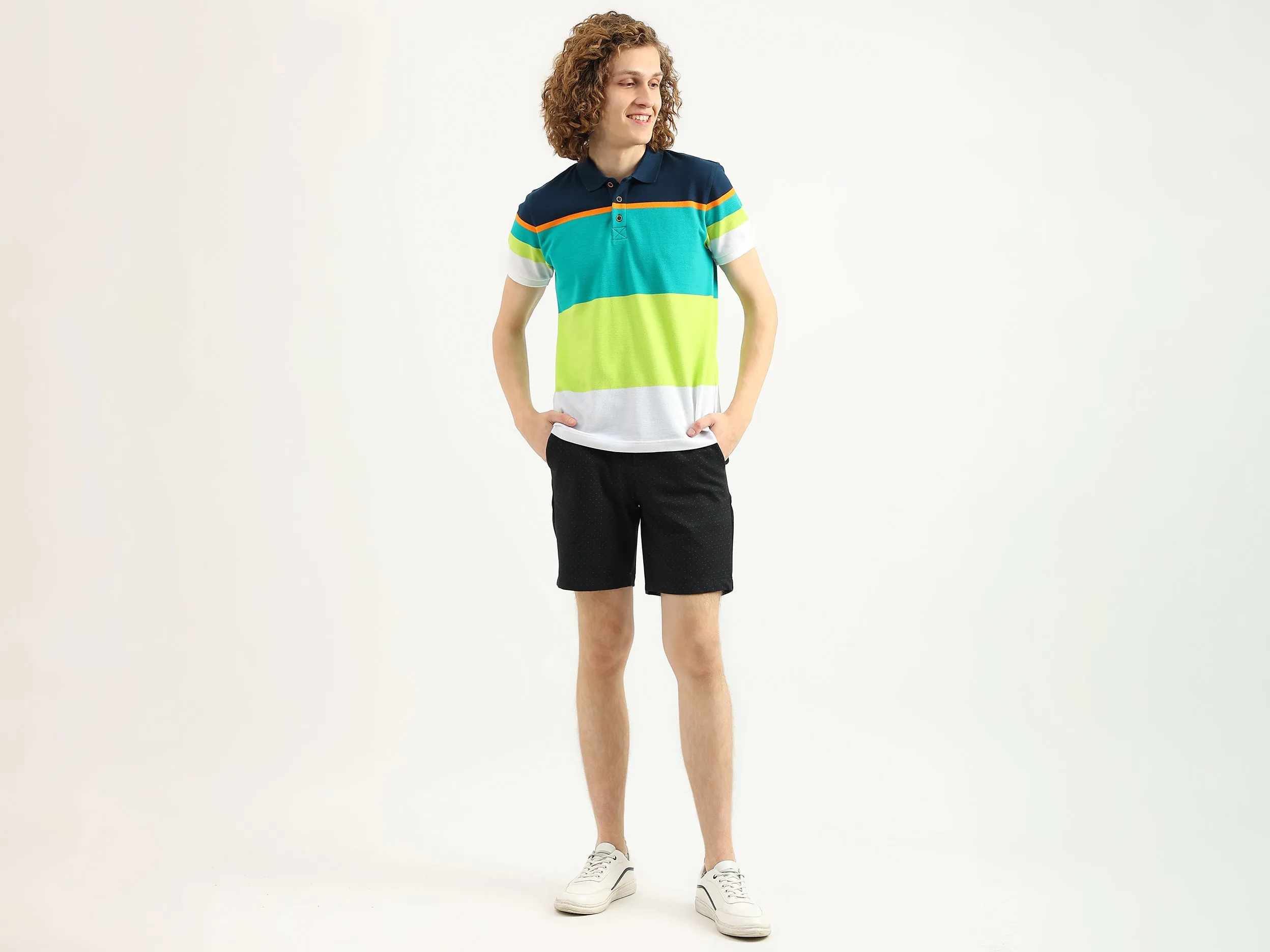 Men Textured Slim Fit Shorts