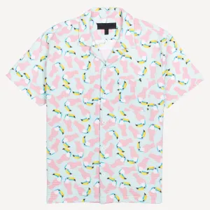 Mens Cool Knit Seersucker Camp Shirt - Salt Air / Toucan