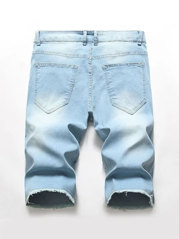 Men's Stretch Ripped Frayed Denim Shorts