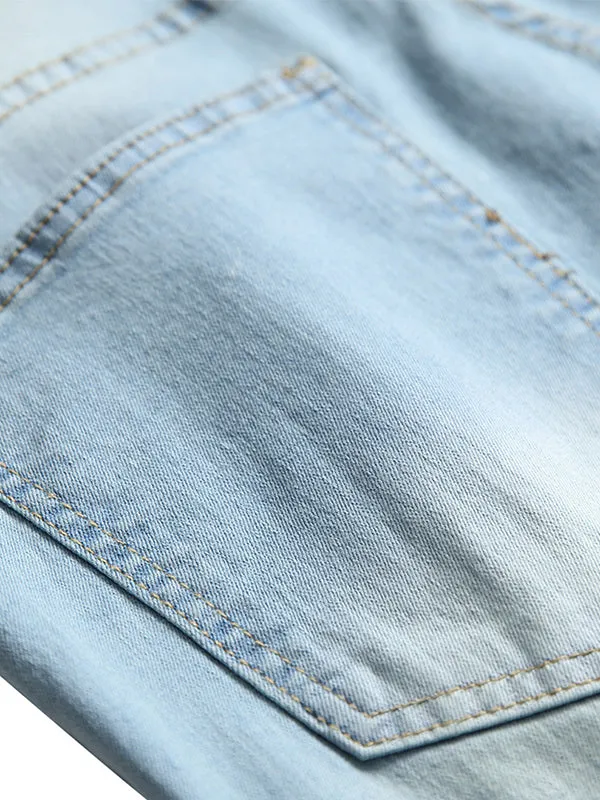 Men's Stretch Ripped Frayed Denim Shorts