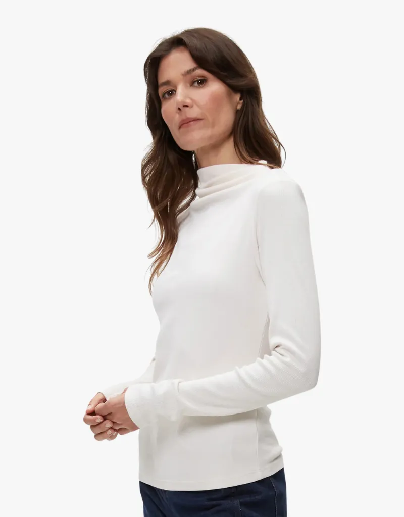 Michael Stars Janine Mock Neck Top in Chalk
