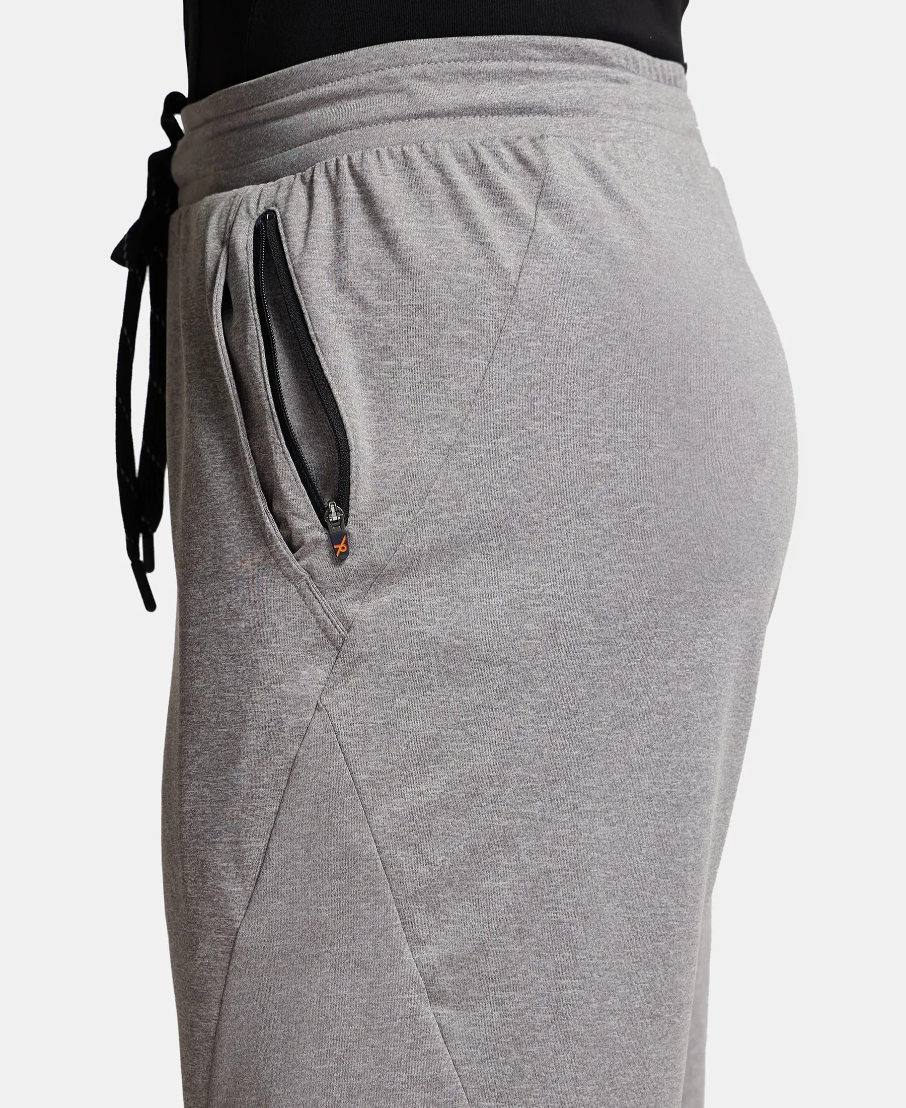 Microfiber Elastane Stretch Solid Shorts with Zipper Media Pocket and StayFresh Treatment - Light Steel Grey