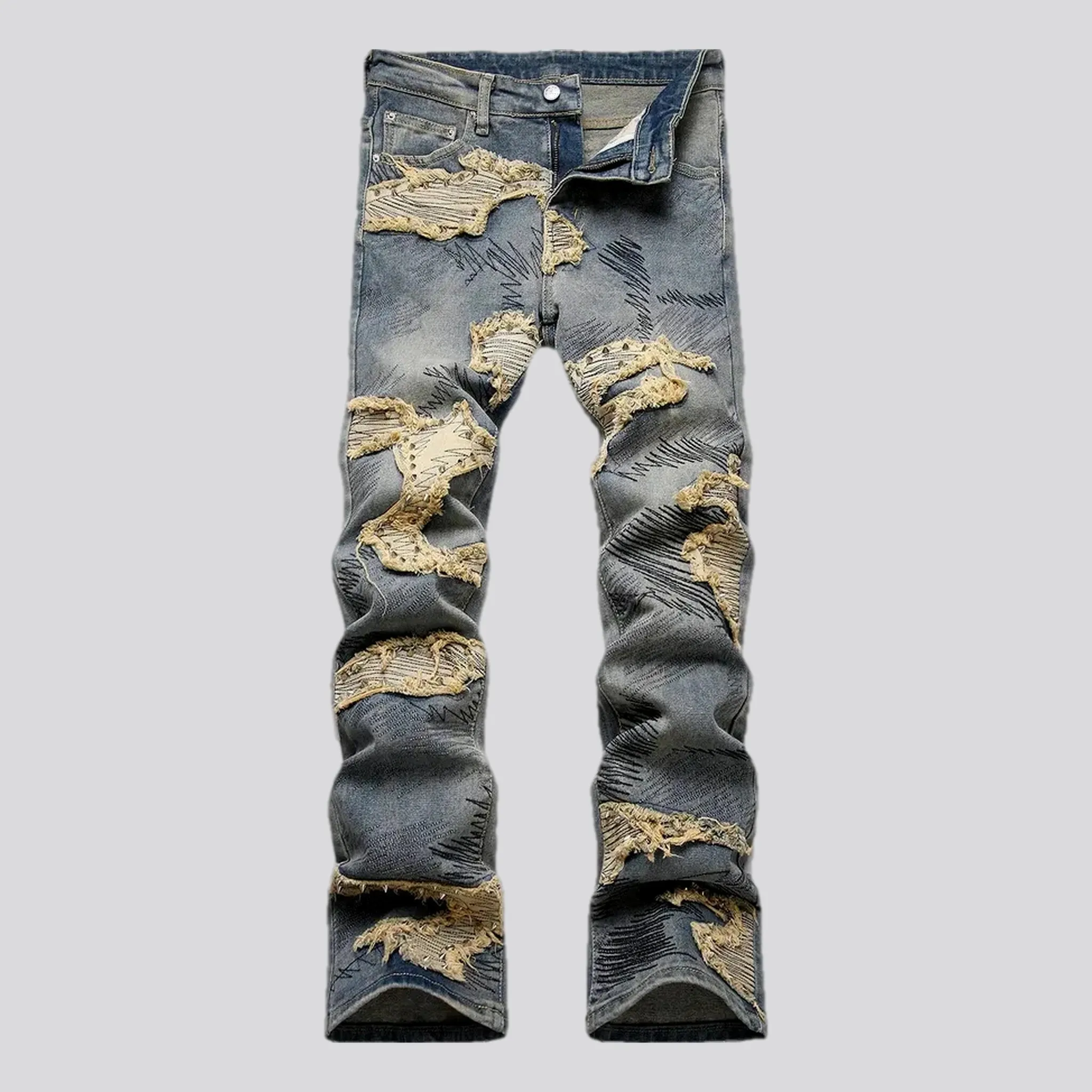 Mid-rise slim fit denim jeans for men