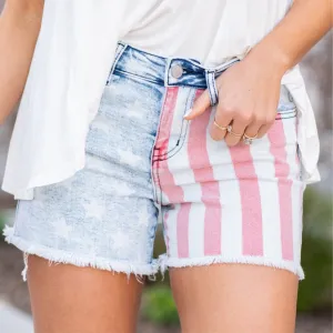Mid Rise USA Print Judy Blue Shorts