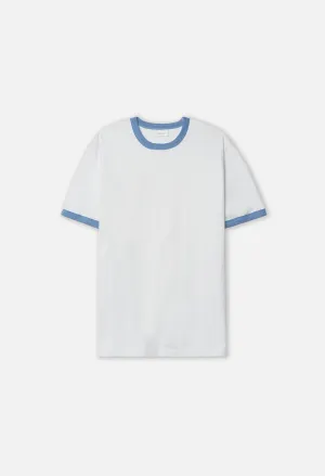 Mineral Wash Ringer Tee / White x Capri