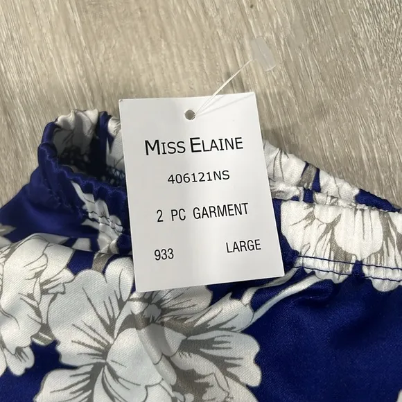 Miss Elaine 2 Pc Notched Collar &amp; Long Pants Pajama Set L