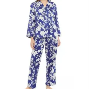 Miss Elaine 2 Pc Notched Collar &amp; Long Pants Pajama Set L
