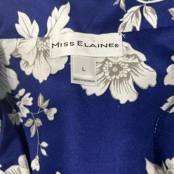 Miss Elaine 2 Pc Notched Collar &amp; Long Pants Pajama Set L