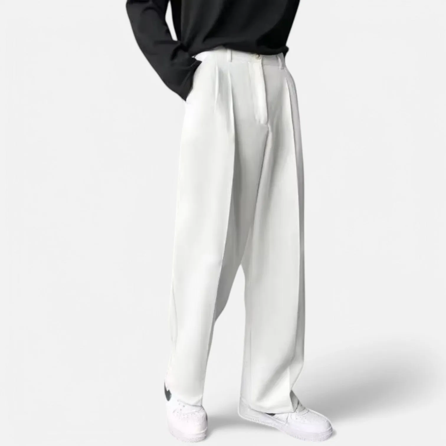 Monacogents | White Loose Straight-Leg Pants