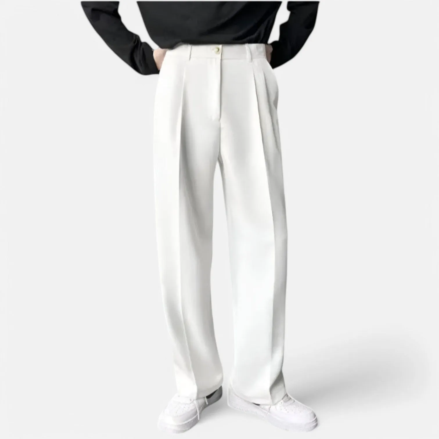Monacogents | White Loose Straight-Leg Pants