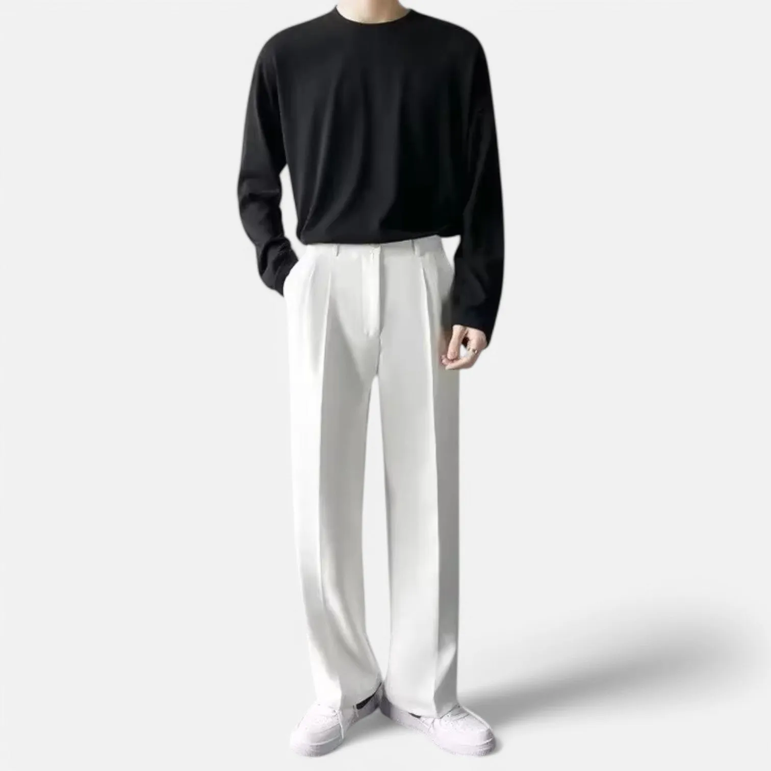 Monacogents | White Loose Straight-Leg Pants