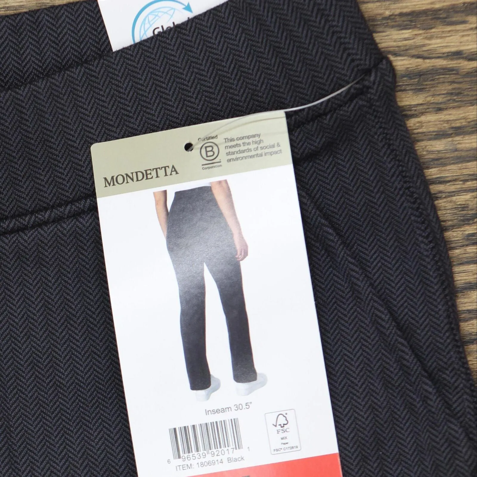 Mondetta Womens Knit Fleece Lined Herringbone Straight Leg Pants 180914