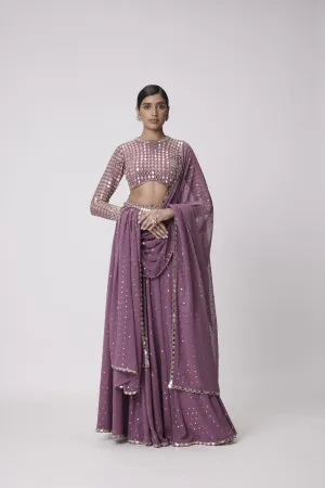 Mud  Mauve Hand Embroidered Lehenga Pants Set