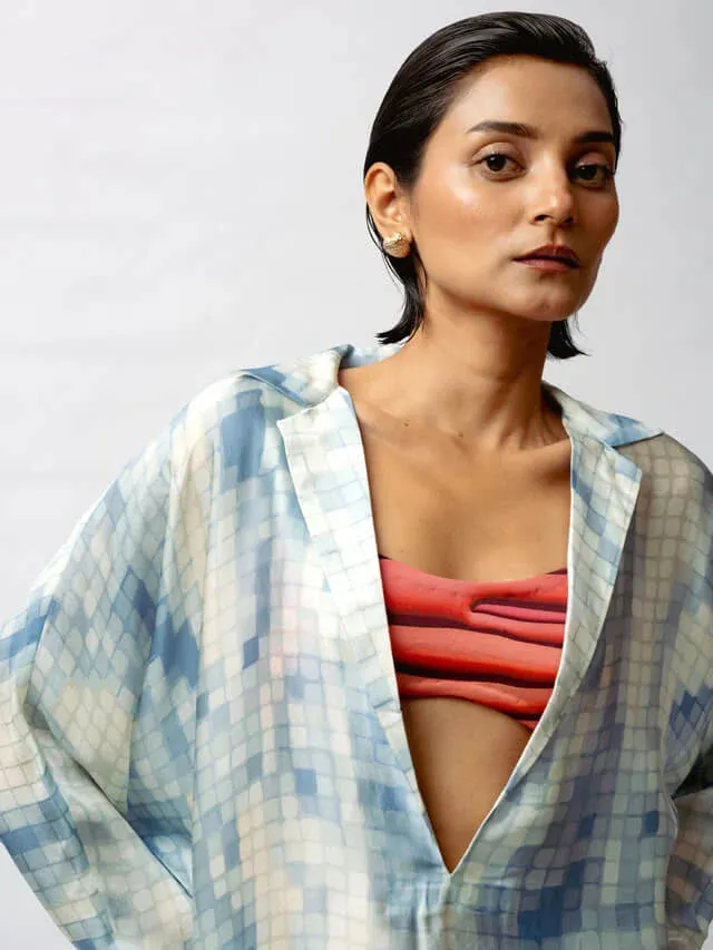 Multi-colored Satin Digital Printed Co-ord Set